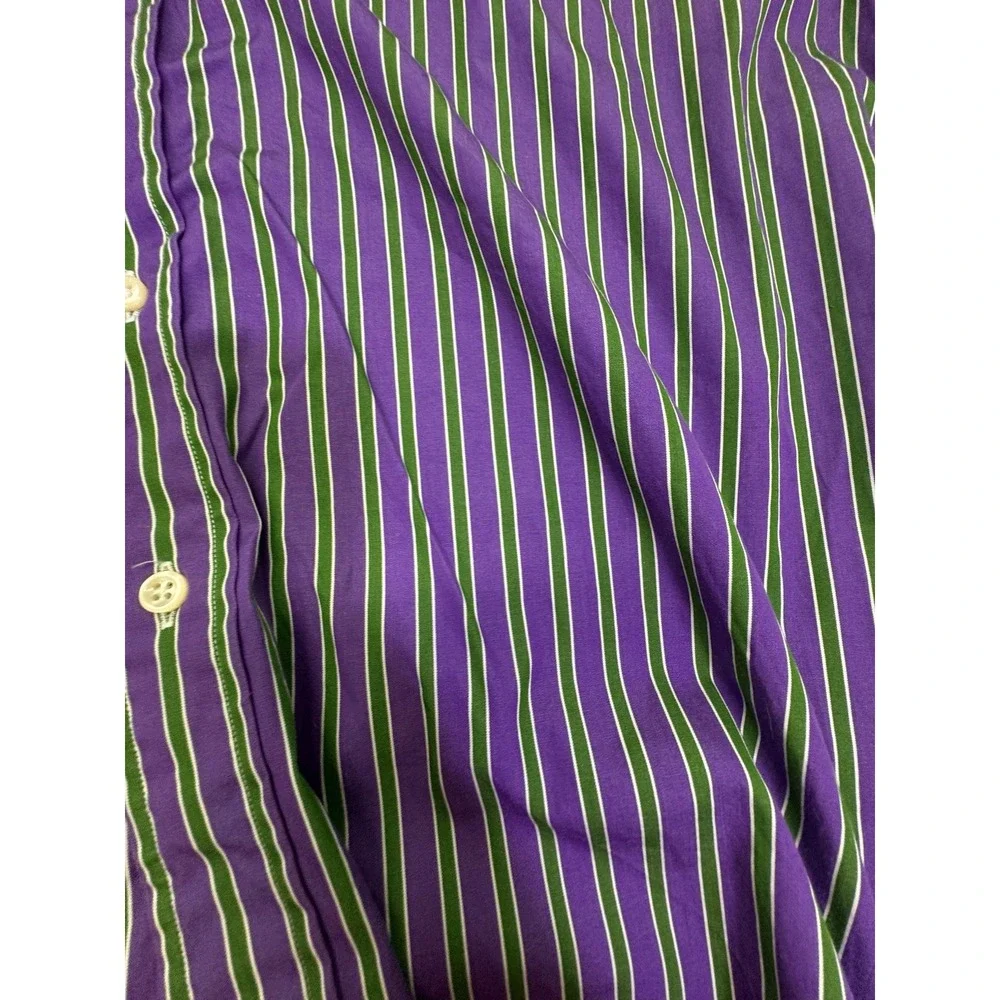 Polo Ralph Lauren Button Down Size Large 16 1/2‎ Y2K Purple/green Stripe Preppy